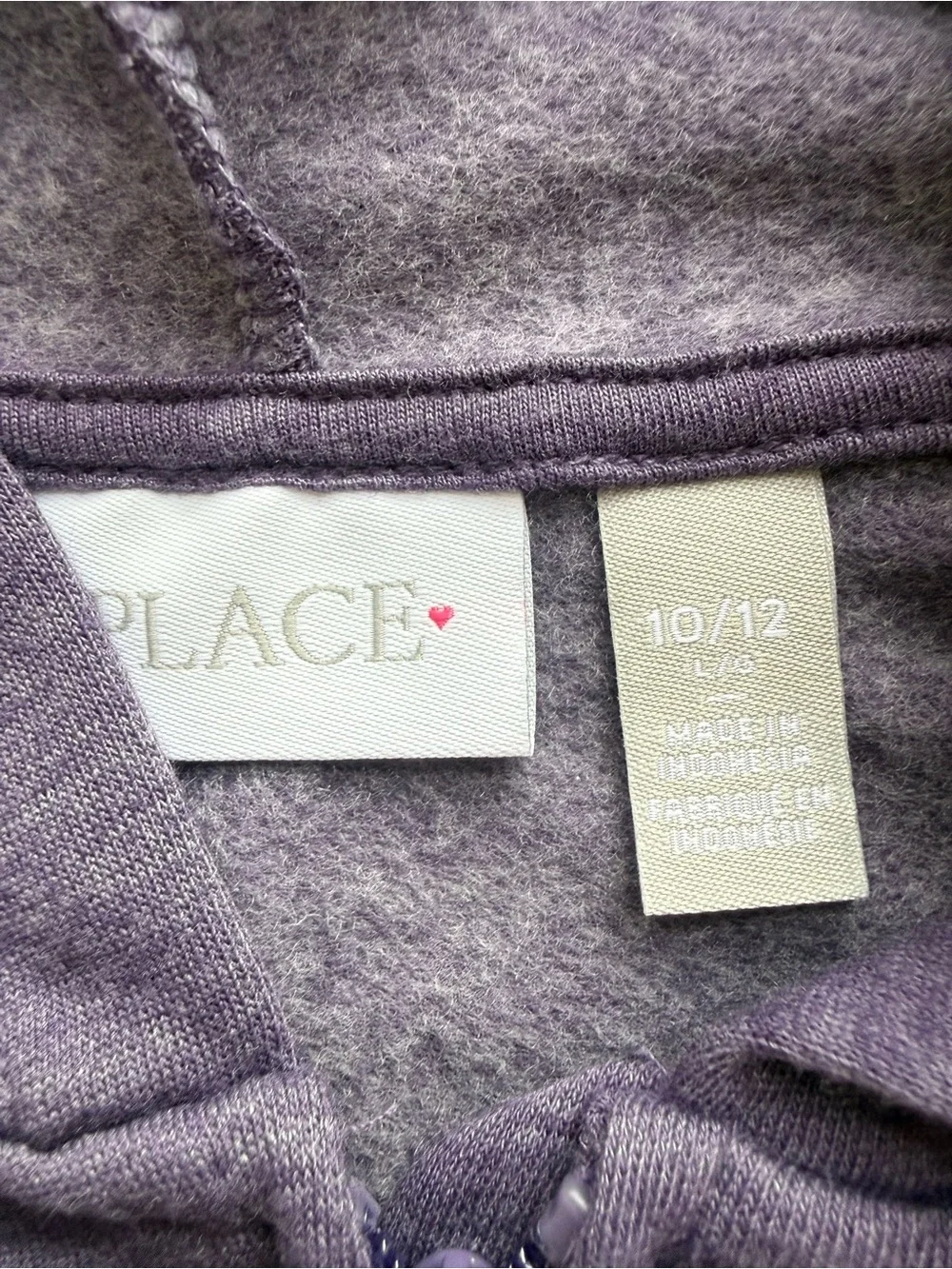 NWT The Children’s Place Heart Hoodie Purple and Silver Size 10/12